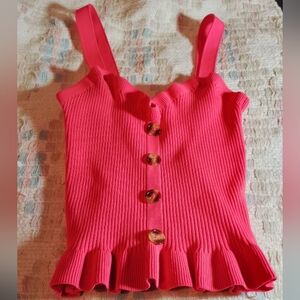 New Look Pink Ribbed Button-Up Blouse